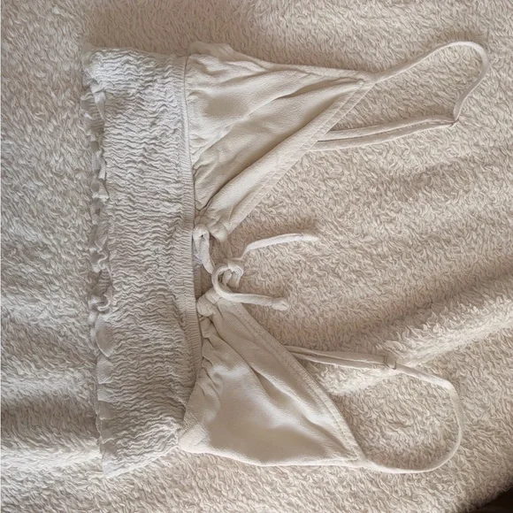 Garage White Smocked Tie-Front Bralette - Picture 1 of 2